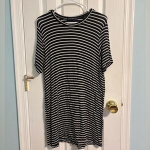 Brandy Melville Black & White Striped Short Sleeve T-Shirt Dress
